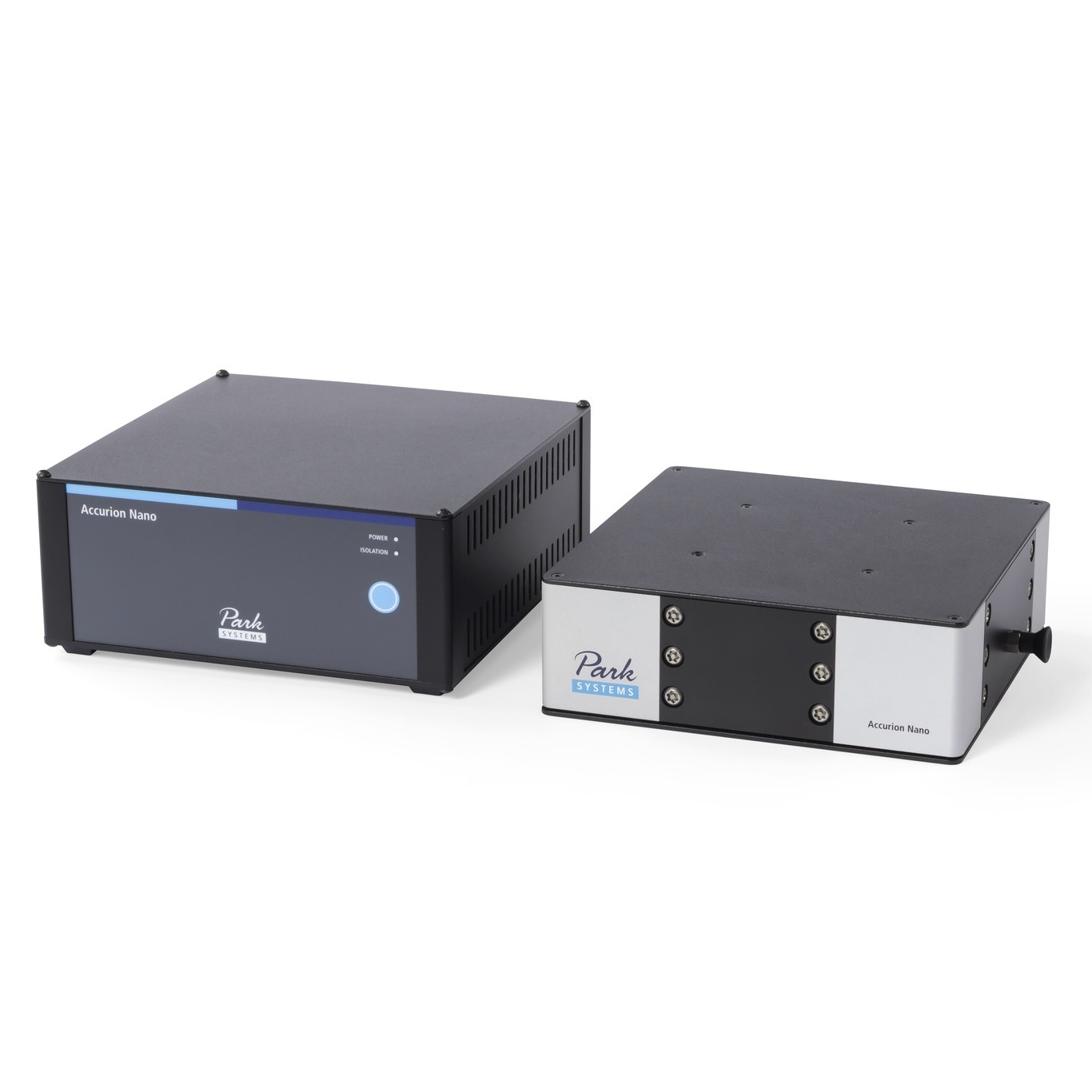 Park Systems AccurionNano 20 activevibrationisolationdesktopunit, designedforlightweightapplicationssuch asscanningforcemicroscopes, offeringeasy operationwithoutloadadjustment